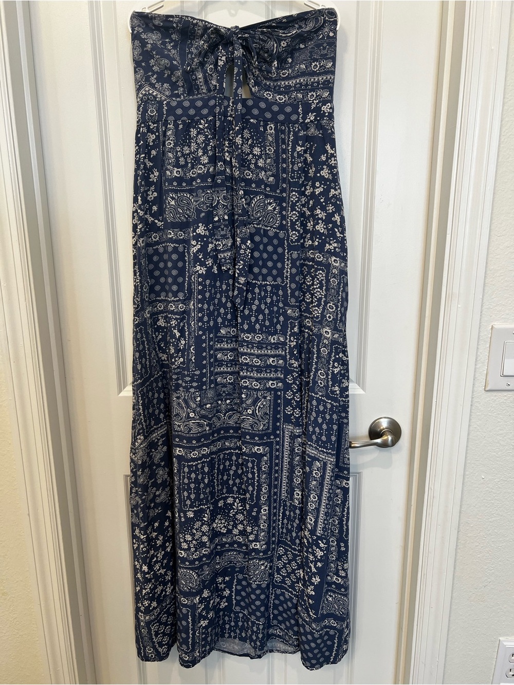 Rewind Navy Bandana-Print Strapless Maxi Skirt - Picture 1 of 5
